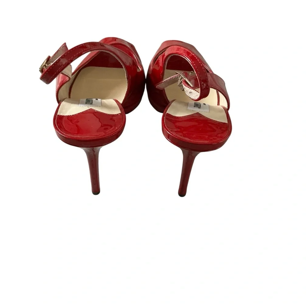 Jimmy Choo nova red patent leather Clue peep toe slingback platform shoes 40